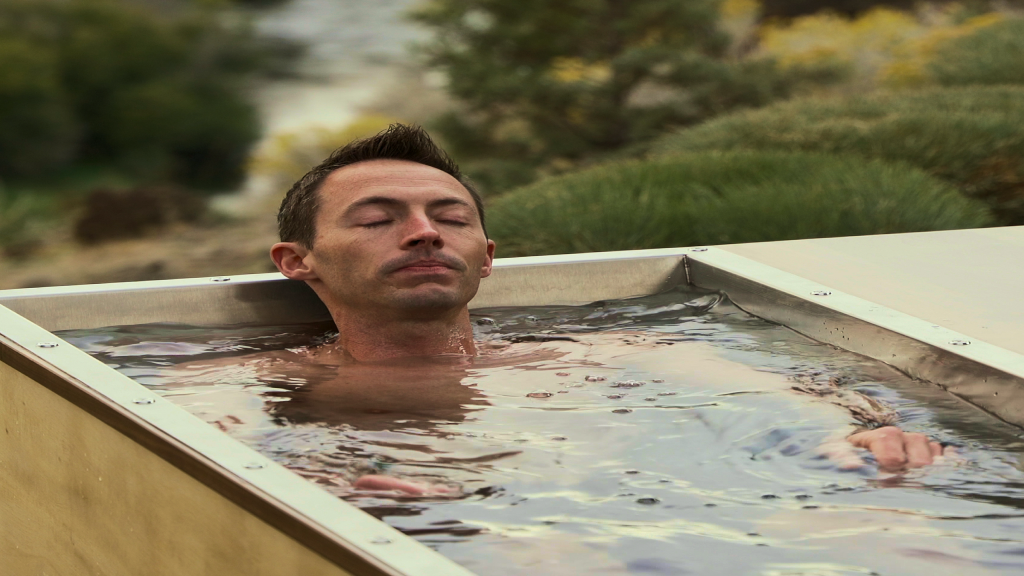 Man practicing cold-water immersion